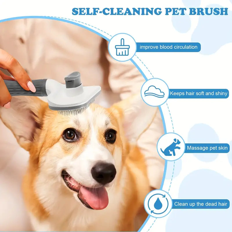 Slicker Brush for Pets | Self-Cleaning Grooming Tool