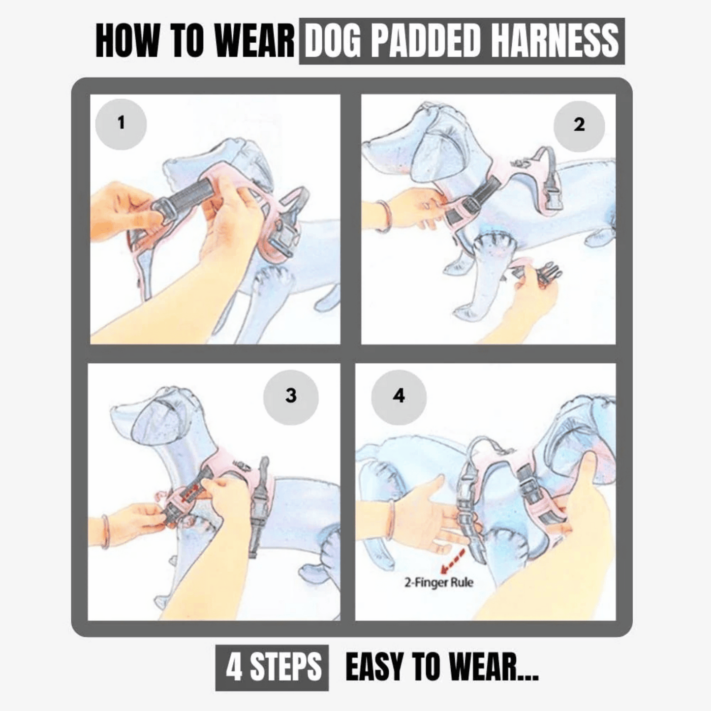 Reflective No Pull Dog Harnesses with Handle & Adjustable (Black)
