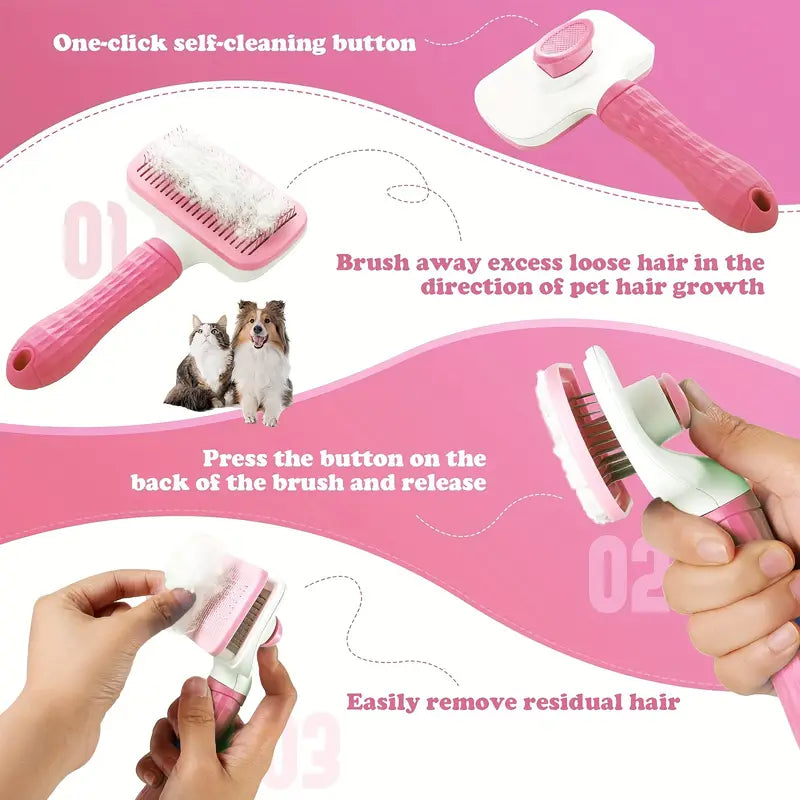 Slicker Brush for Pets | Self-Cleaning Grooming Tool