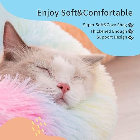 Round Donut Cozy Bed for Cats, Machine Washable
