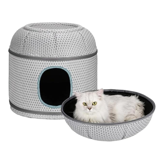 Foldable Cat Cave House I Cat Bed I Cat Nest Sleeping House for Cats & Kittens (Color - Grey)