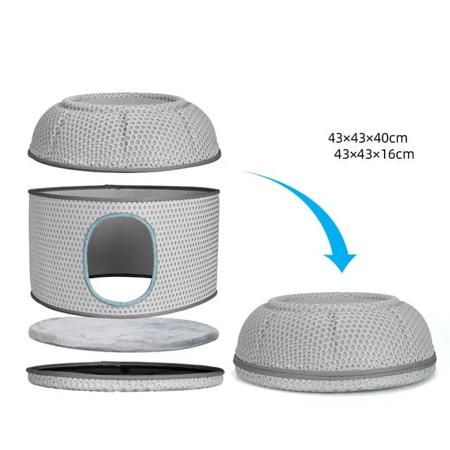 Foldable Cat Cave House I Cat Bed I Cat Nest Sleeping House for Cats & Kittens (Color - Grey)