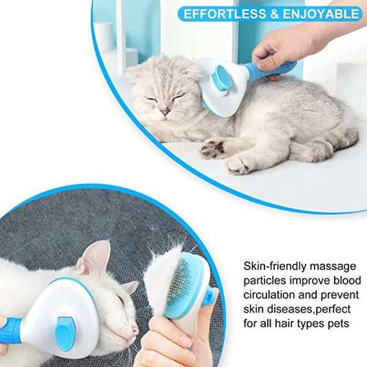 4‑in‑1 Pet Grooming Set – Self‑Cleaning Slicker Brush + Shampoo Dispenser Brush + Bath Scrubber + Nail Clippers