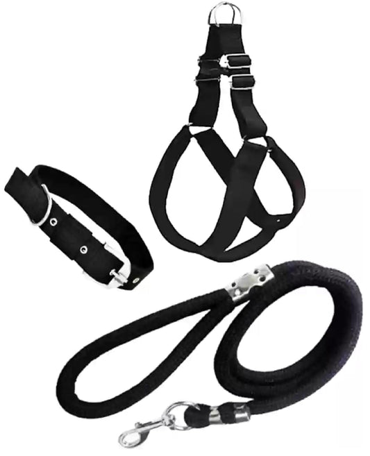 No Pull Dog Harness | Combo of 3 Pack, Dog Harness + Collar + Belt (Free Size)