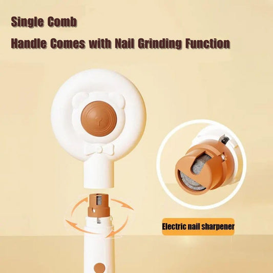 2-in-1 Pet Massage Brush & Nail Grinder - Low Noise Grooming Tool