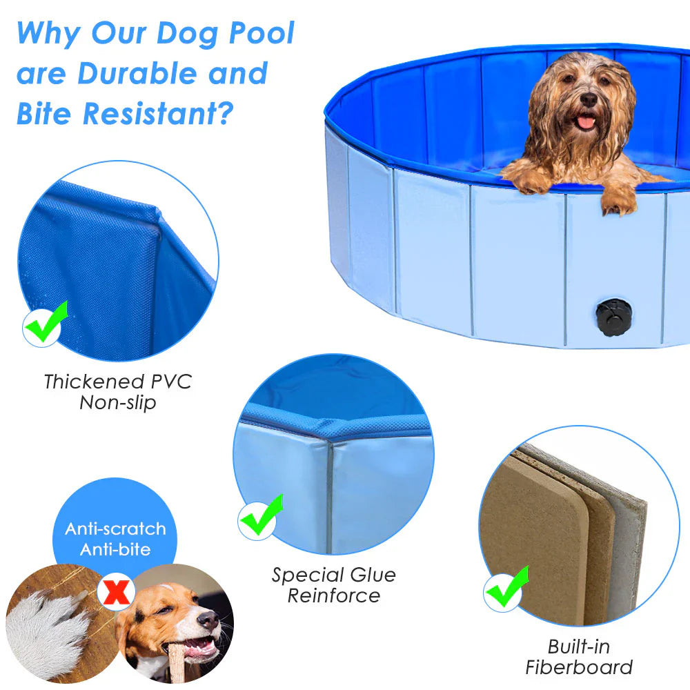 Foldable Dog Swimming Pool, Portable Pet Bath Tub