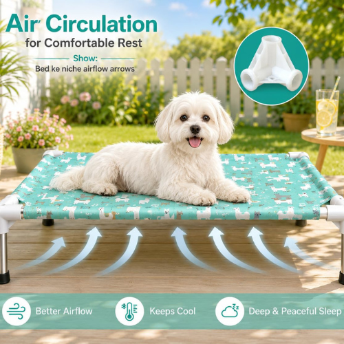 Elevated Dog Foldable Bed | Cooling Pet Cot for Small Dogs & Cats