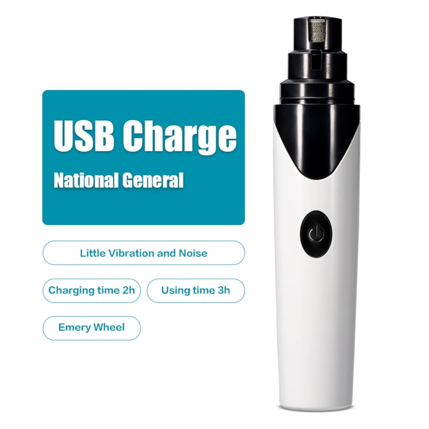 USB Rechargeable Pet Nail Trimmer - Low Noise, Painless Grinder for Pets