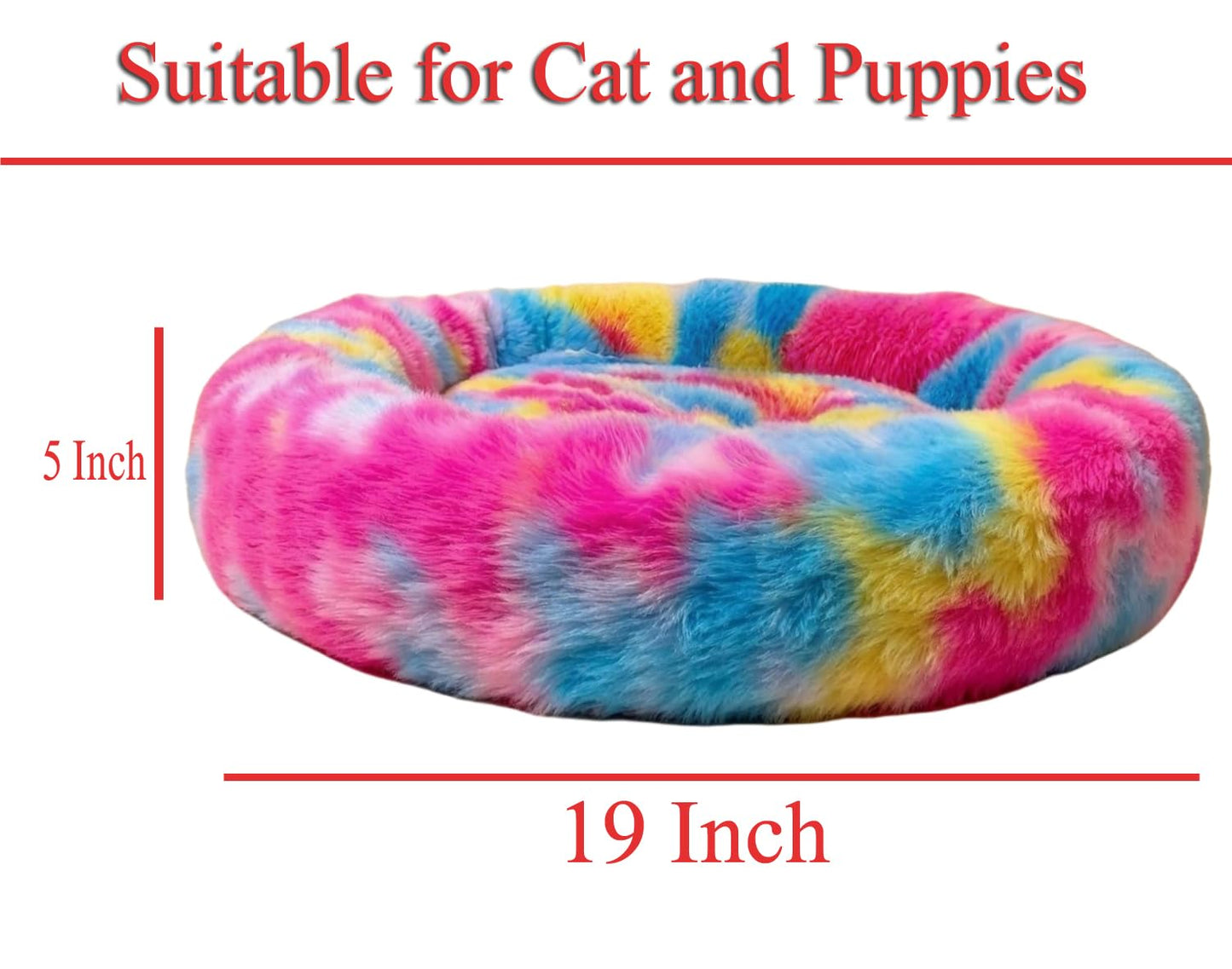 Round Donut Cozy Bed for Puppy & Cats, Machine Washable