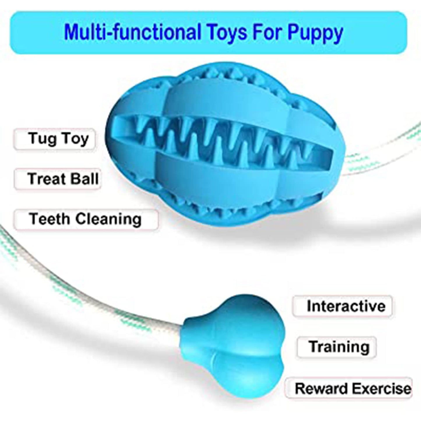 Dog Chew Ball Toy with Tug and Dispenser