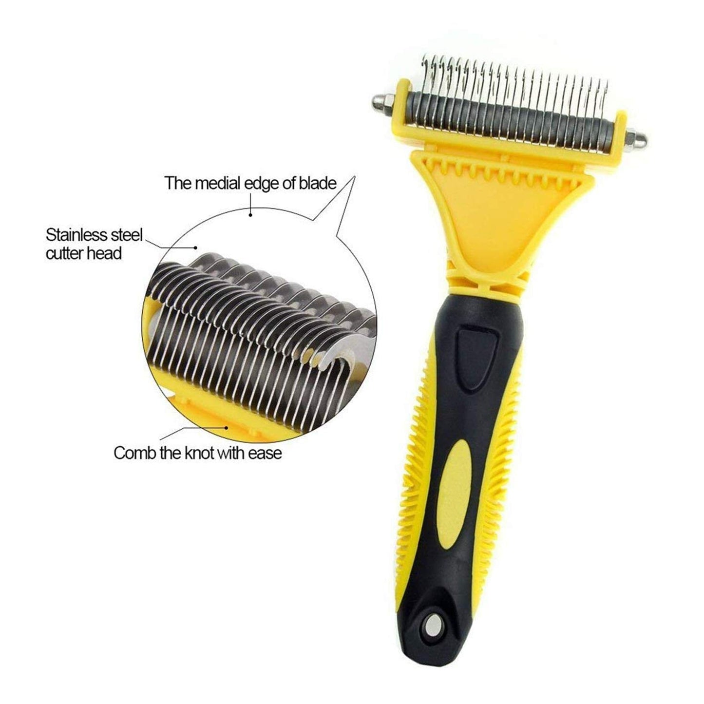 Grooming Dematting Rake Comb for Dogs & Cats, Double-Sided Blade