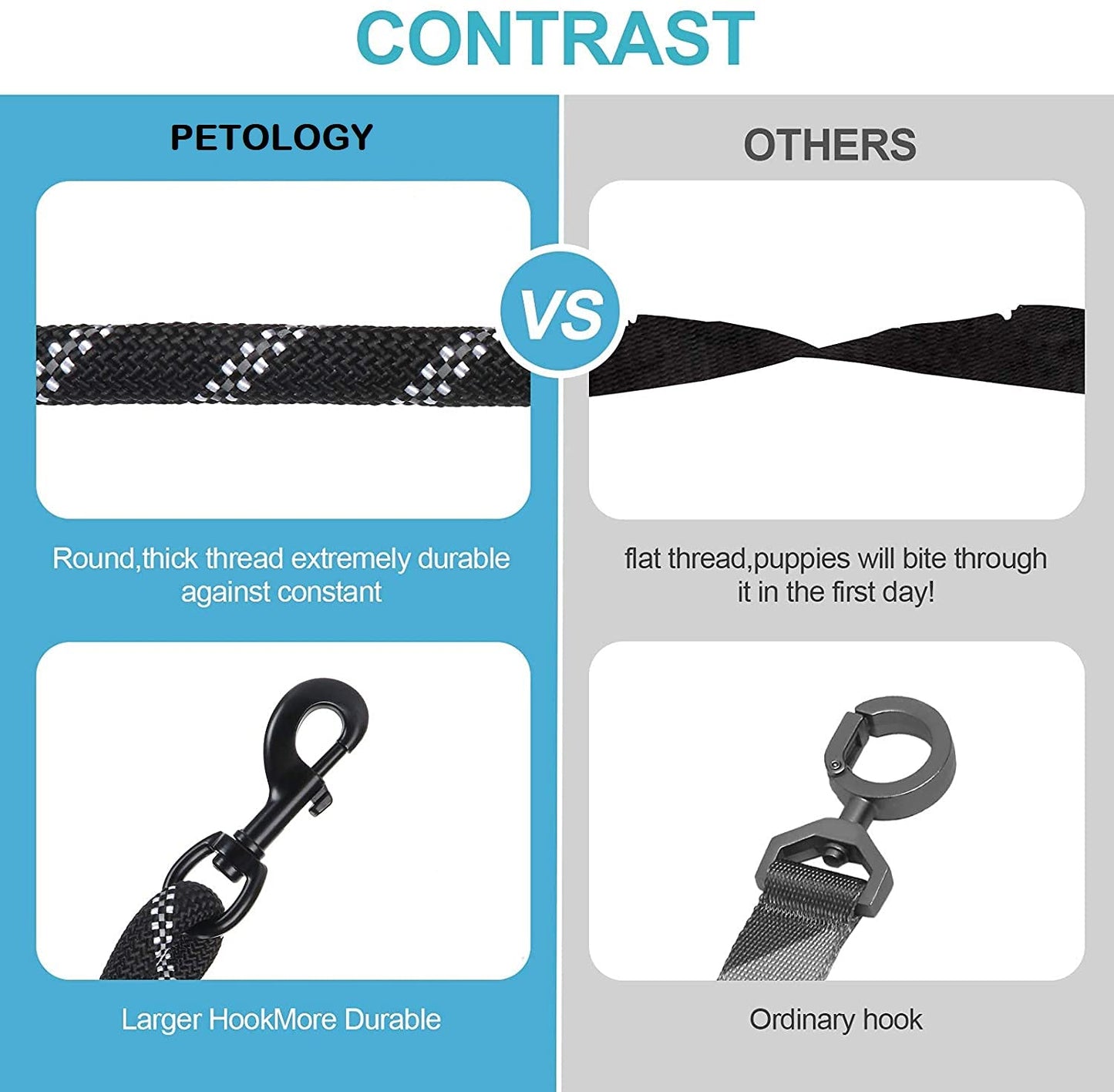 Thick Reflective Heavy Duty Leash with Anti-Slip Padded Handle (5 feet)