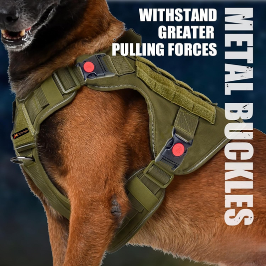 Tactical Dog Harness with Personalized Name - No-Pull - Heavy Duty Adjustable Harness