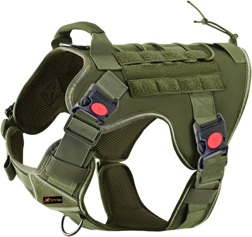 Personalized Name Tactical Dog Harness - No-Pull Heavy Duty Harness (Green Colour)