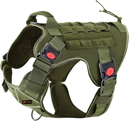 Personalized Name Tactical Dog Harness - No-Pull Heavy Duty Harness (Green Colour)