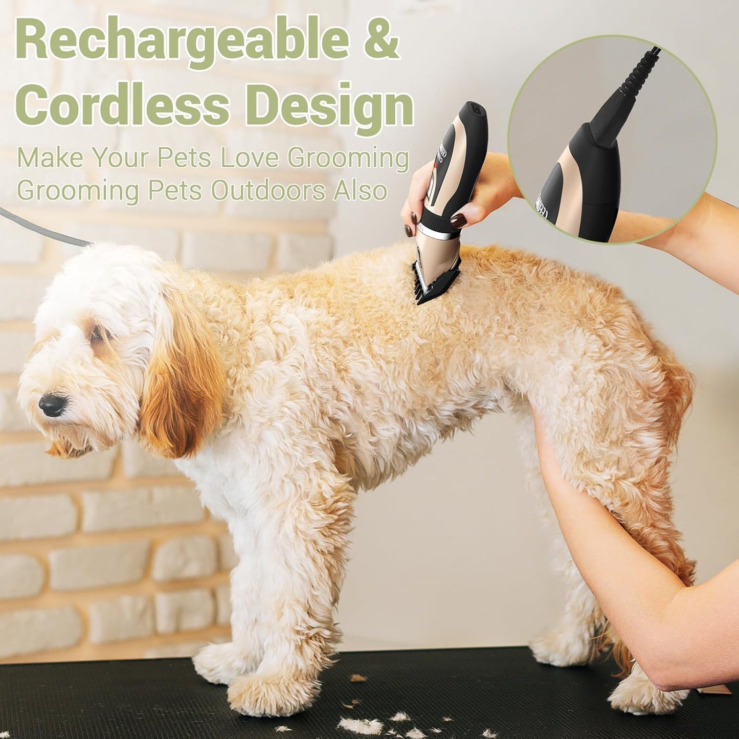 Professional Dog Cat Hair Trimmer - Machine For Heavy Duty, Quiet, Cordless, Rechargeable Dogs Cats Pet Grooming Trimmers Kit