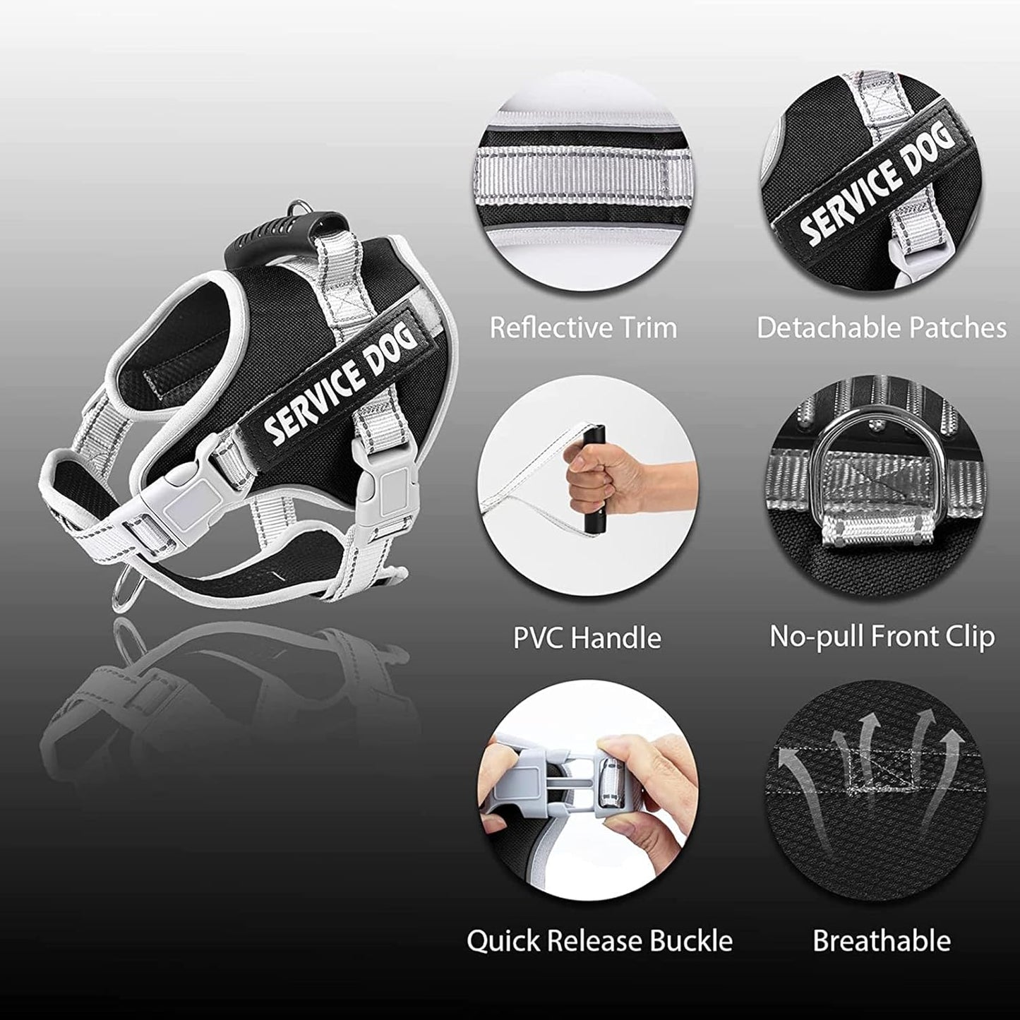 Reflective No Pull Dog Harnesses with Handle & Adjustable Dog Body Belt For Large Dogs