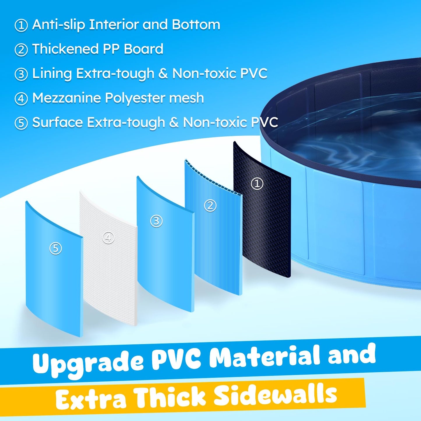Foldable Dog Swimming Pool, Portable Pet Bath Tub