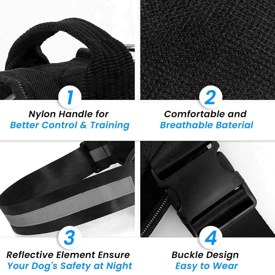 K9 Dog Harness With Name (Harness + Leash) Black