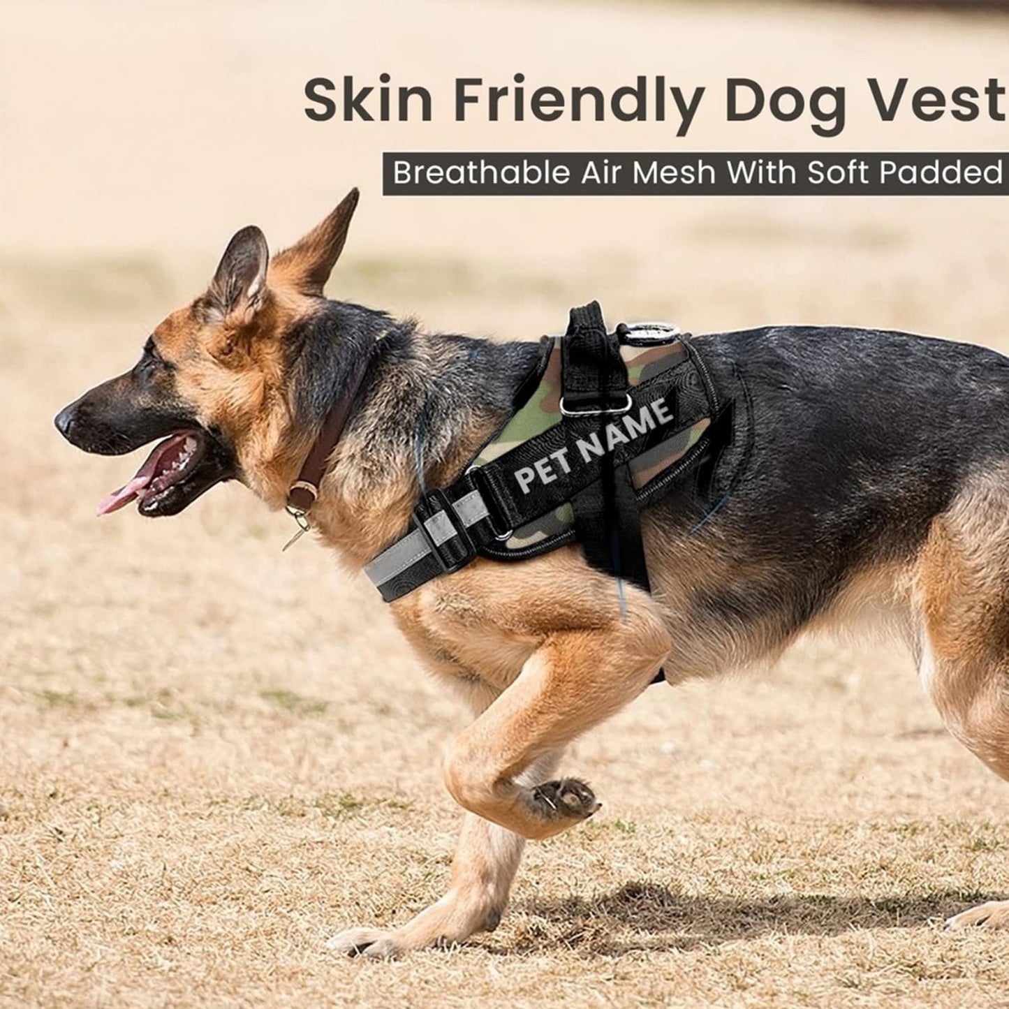 K9 Dog Harness With Name (Harness + Leash) Army