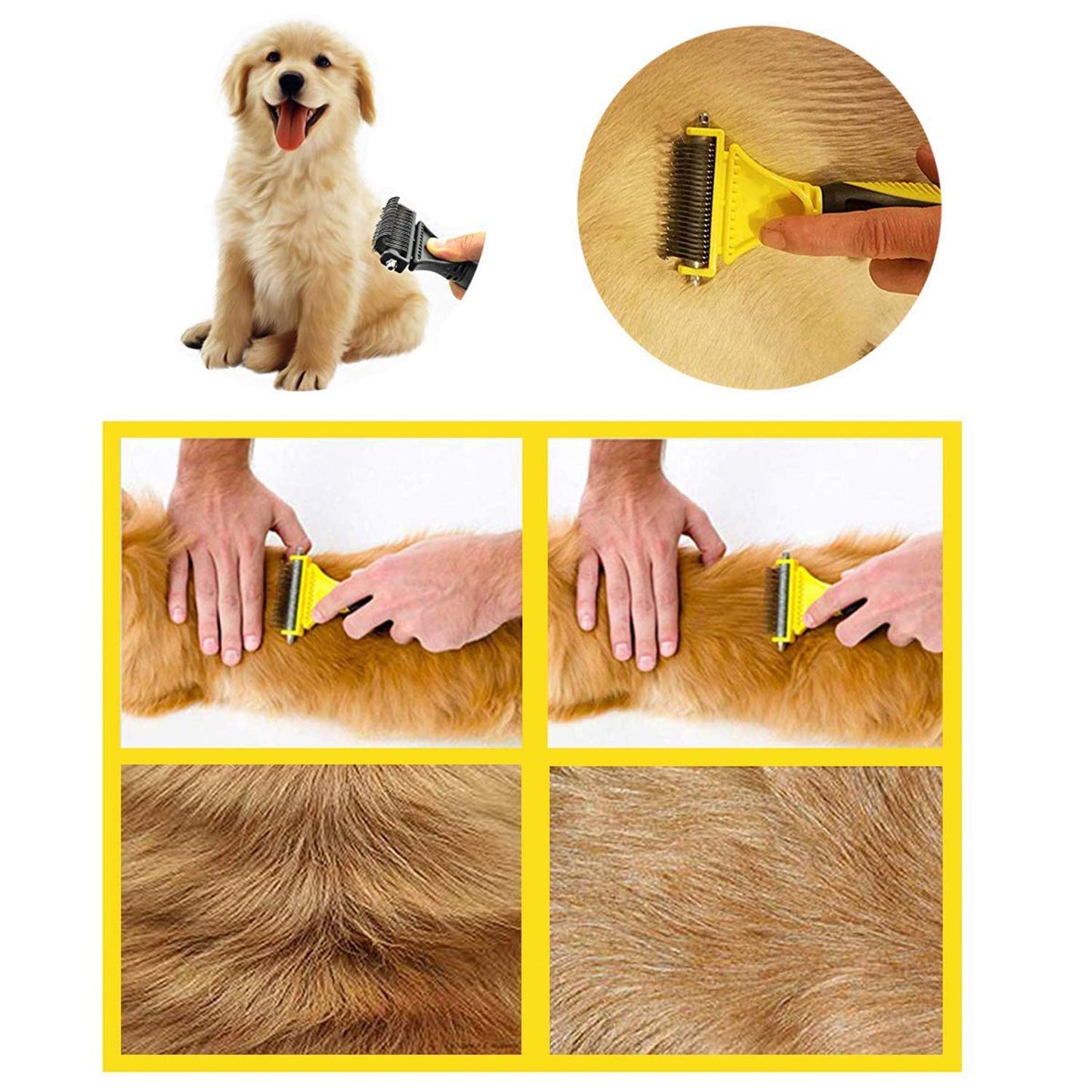 Grooming Dematting Rake Comb for Dogs & Cats, Double-Sided Blade