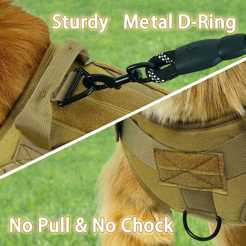 Tactical Dog Harness No-Pull Heavy Duty, Adjustable with Easy Handle (Large Size Dogs)