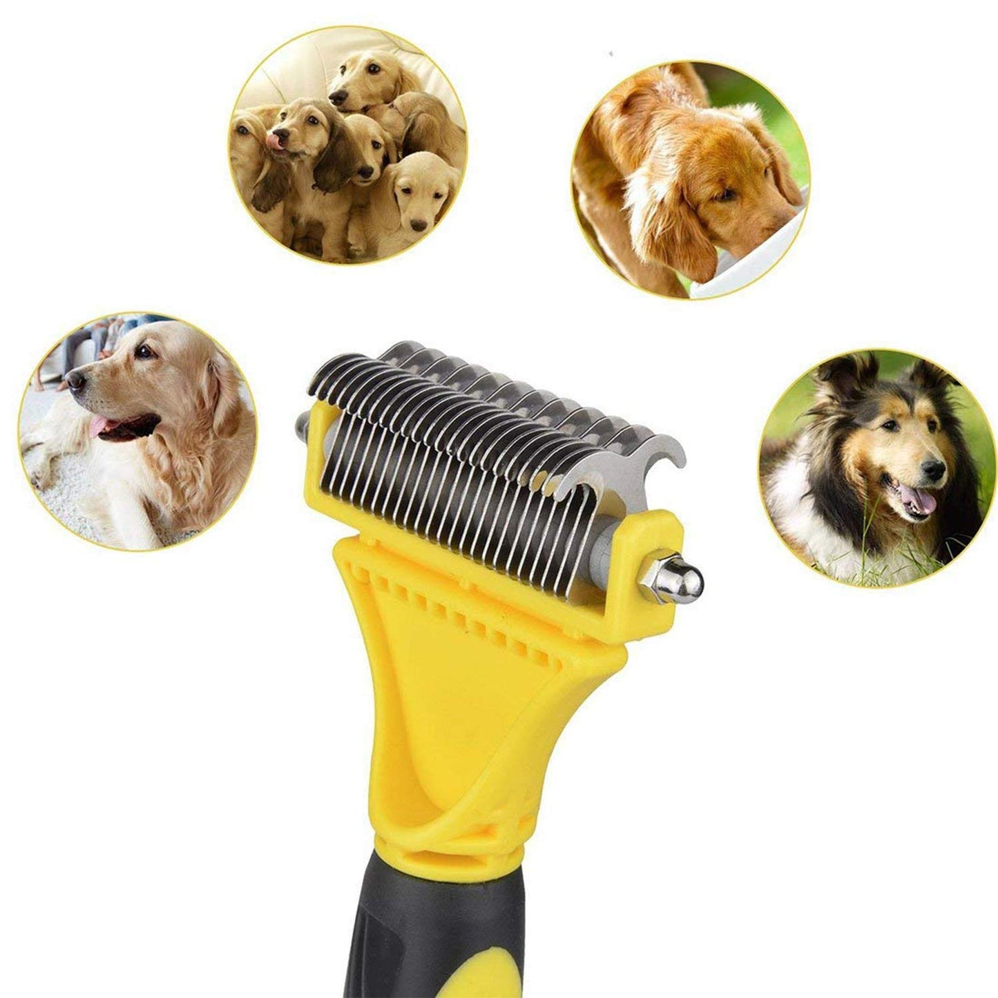 Grooming Dematting Rake Comb for Dogs & Cats, Double-Sided Blade