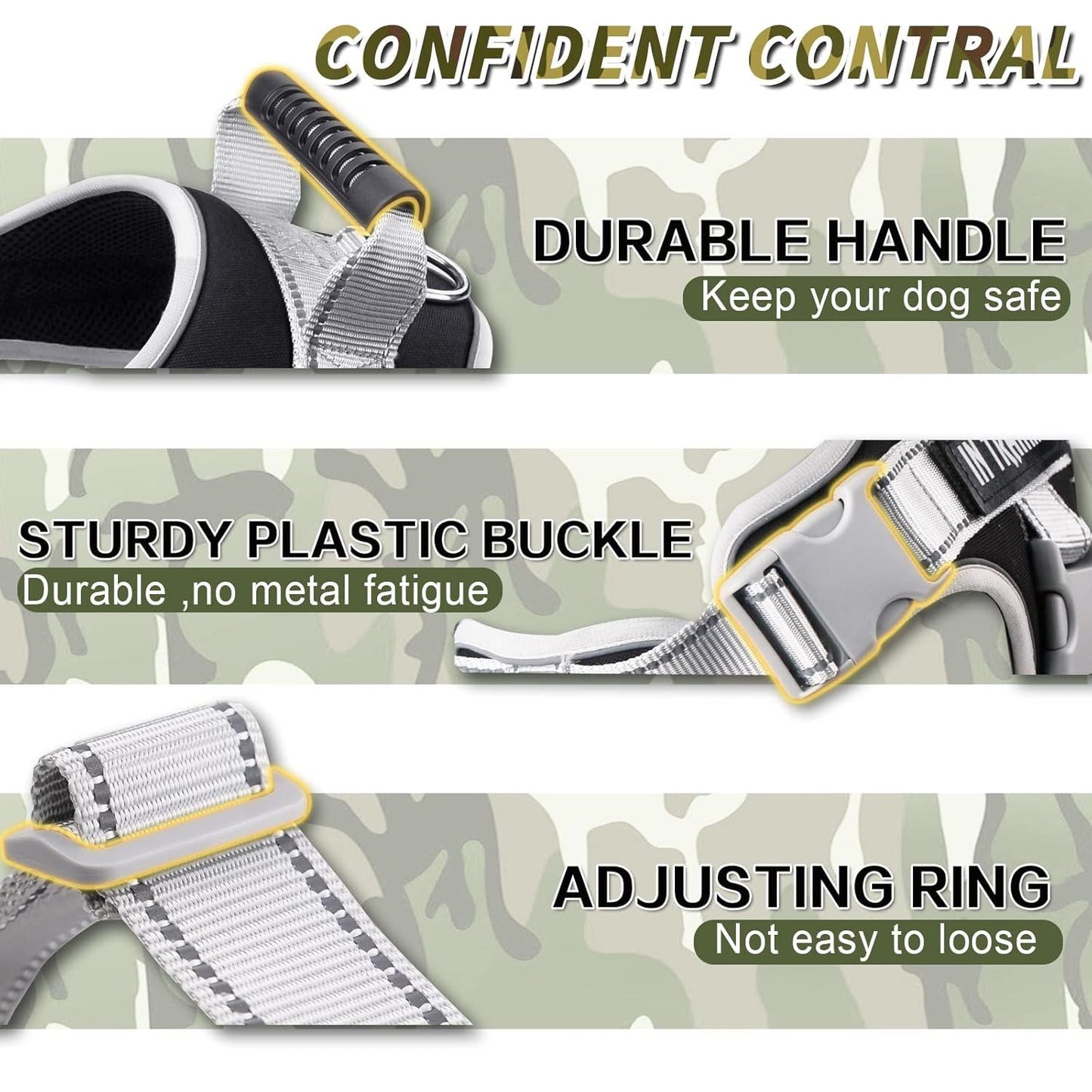 Reflective No Pull Dog Harnesses with Handle & Adjustable Dog Body Belt For Large Dogs