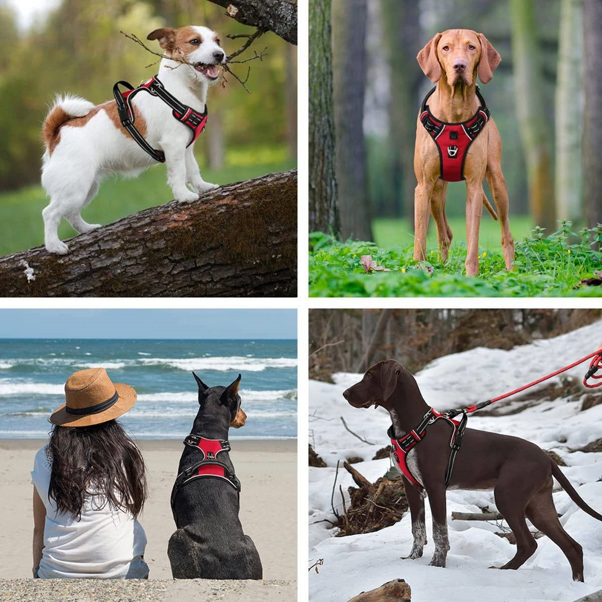 Reflective No Pull Dog Harnesses with Handle & Adjustable