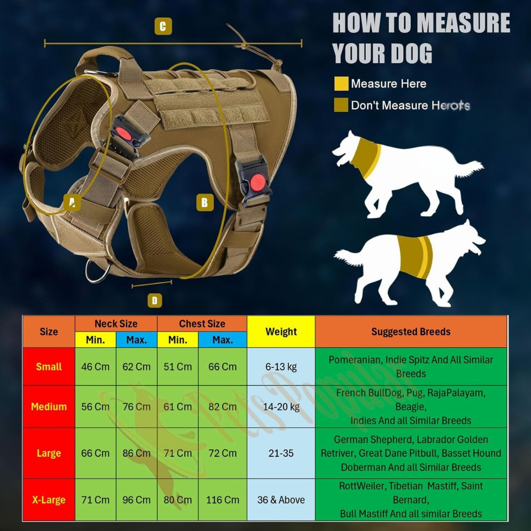 Personalized Dog Harness - Tactical Dog Harness No-Pull Heavy Duty, Adjustable (Large Size Dogs)