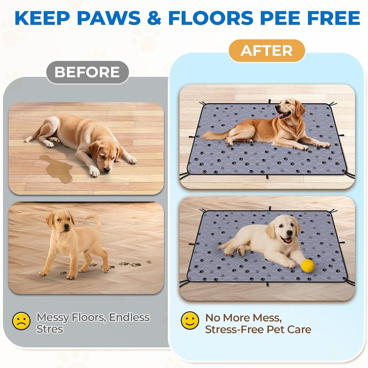 Washable Pee Pads for Dogs (Pack of 2) | Super Absorbent, Machine Washable, Reusable Mats – 100% Waterproof, Anti-Skid Bottom