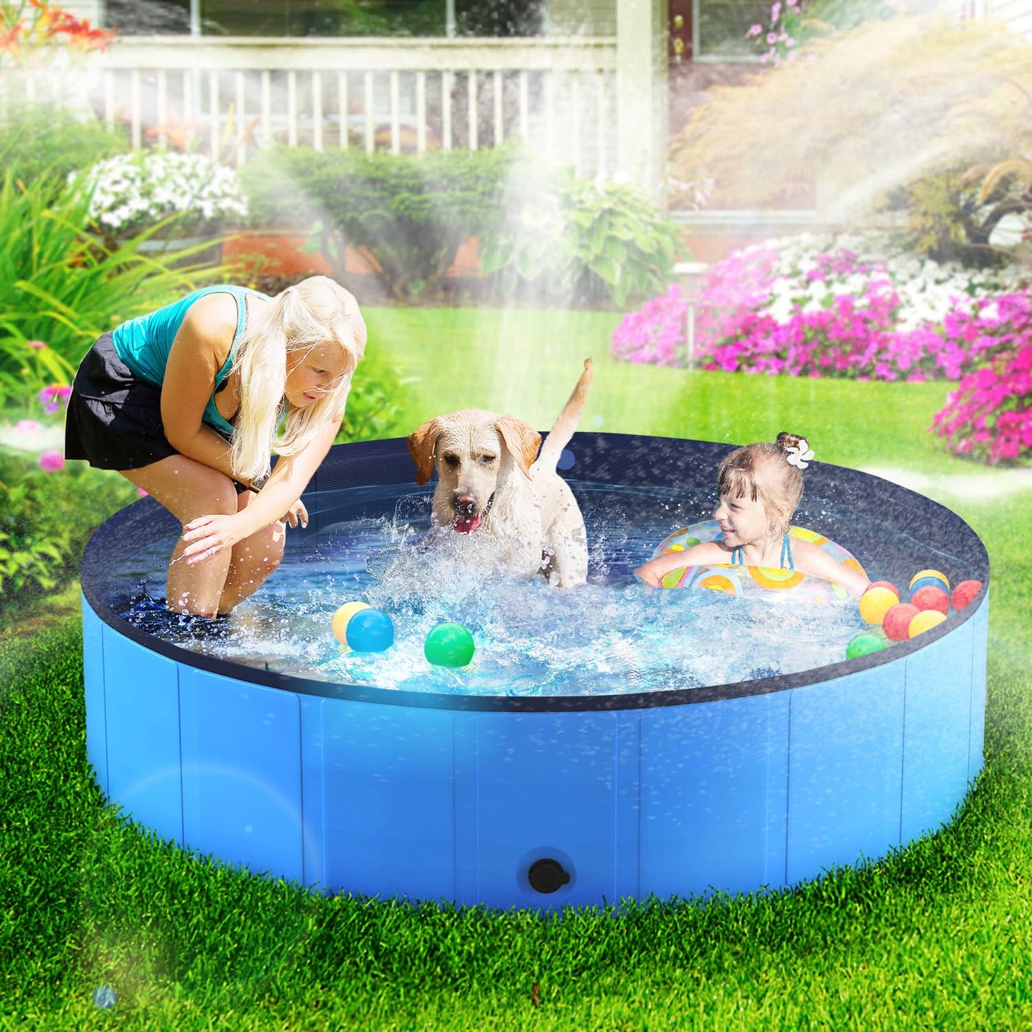 Foldable Dog Swimming Pool, Portable Pet Bath Tub
