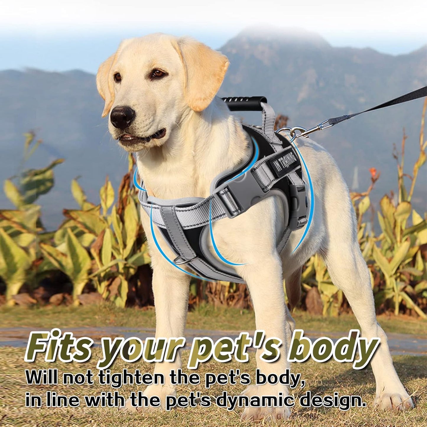 Reflective No Pull Dog Harnesses with Handle & Adjustable Dog Body Belt For Large Dogs