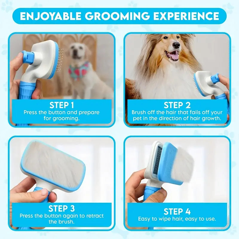 Slicker Brush for Pets | Self-Cleaning Grooming Tool
