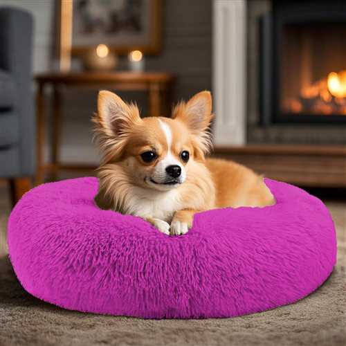 Super Soft Winter Bed For Dog Lux Fur, Machine Washable, Orthopedic Relief (Purple)