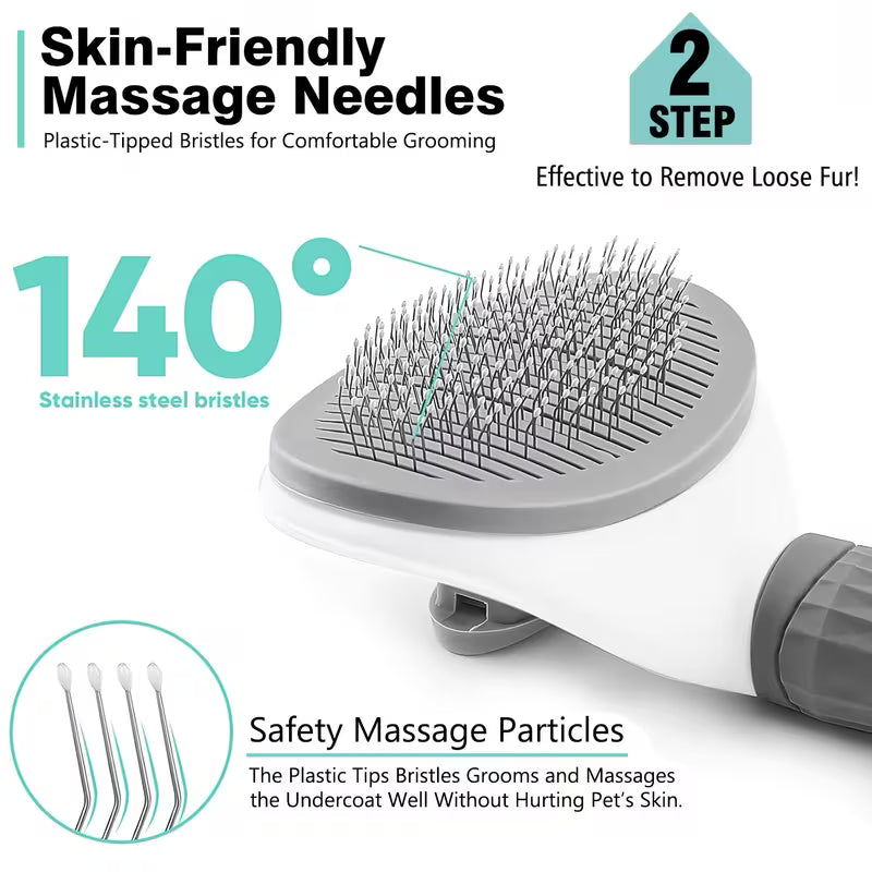 Pet Grooming & Deshedding Kit – 3-Piece Combo for Dogs & Cats | Dematting Rake, Slicker Brush & Massage Brush