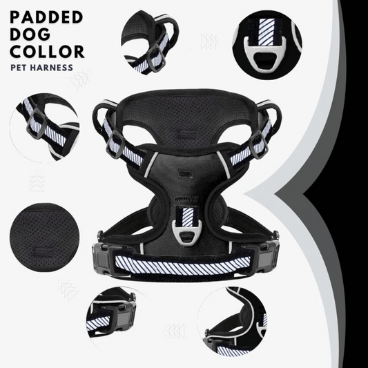 Reflective No Pull Dog Harnesses with Handle & Adjustable (Black)
