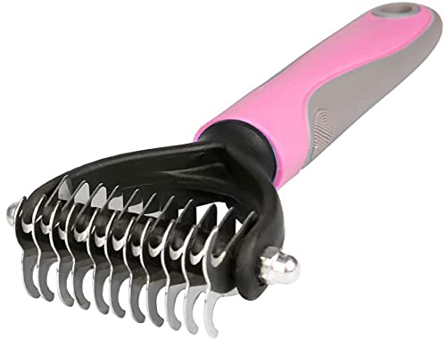 Dematting Tool for Dogs & Cats, 2-Sided Undercoat Rake