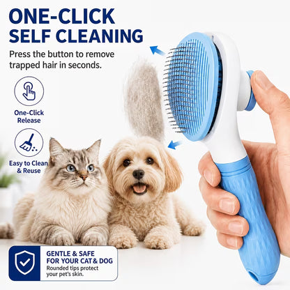 Pet Grooming & Deshedding Kit – 3-Piece Combo for Dogs & Cats | Dematting Rake, Slicker Brush & Massage Brush