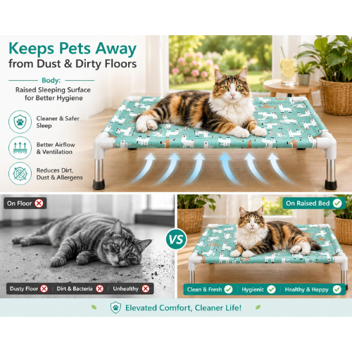 Elevated Dog Foldable Bed | Cooling Pet Cot for Small Dogs & Cats