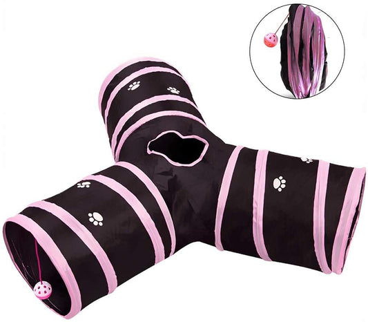 Cat Tunnel - Collapsible 3 Way Play Toy, Tube Fun for Rabbits, Kittens