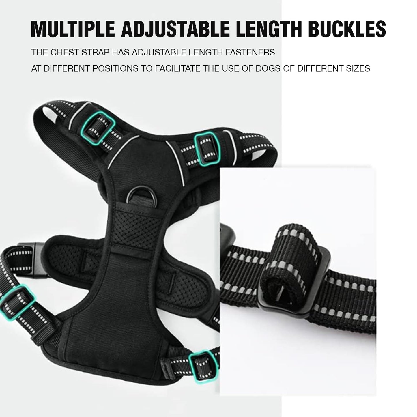 Premium Dog Vest Harness, No-Pull Dog Harness with Leash (Black)