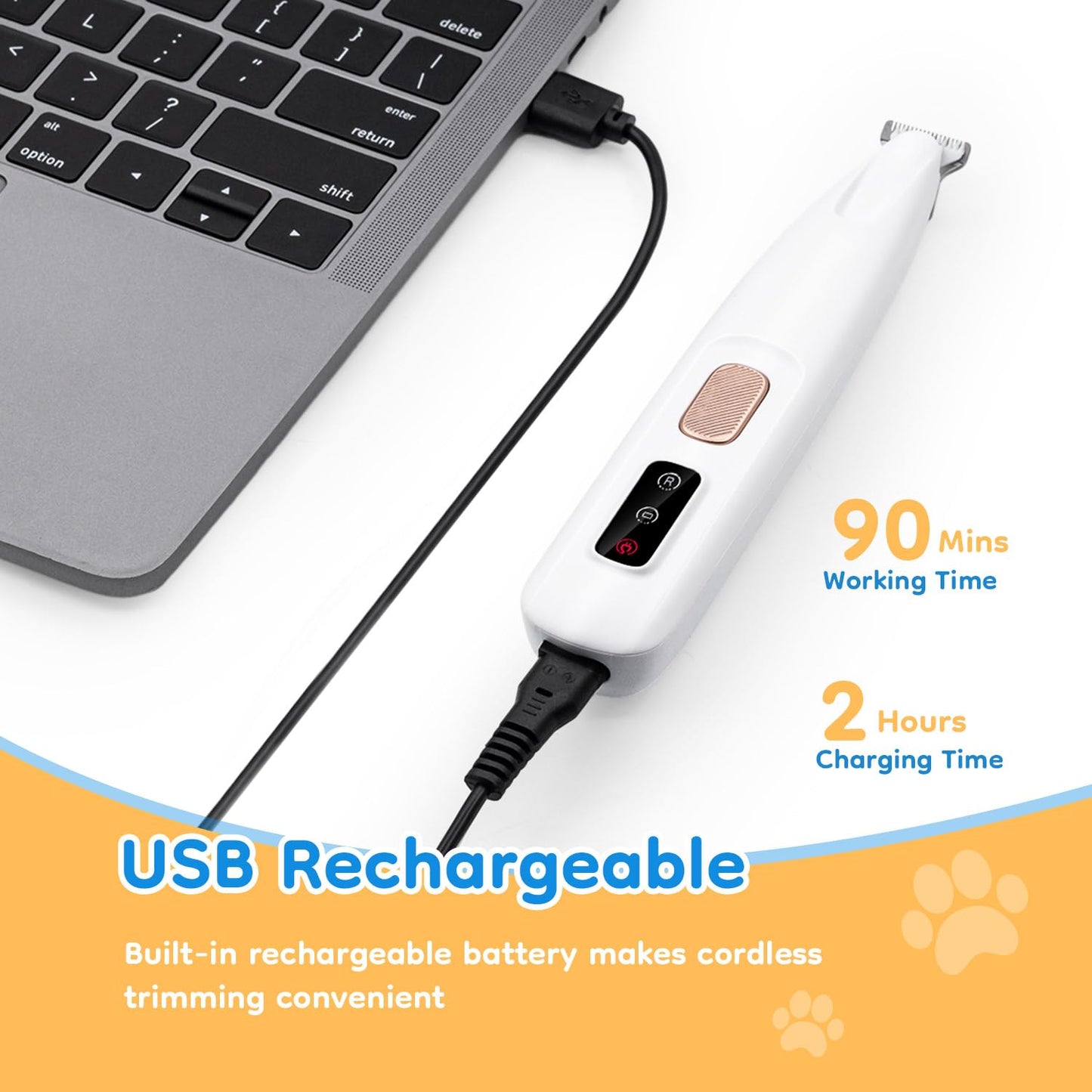 Rechargeable Pet Paw Trimmer for Hair Around Paws, Eyes, Ears, Face, and Buttocks