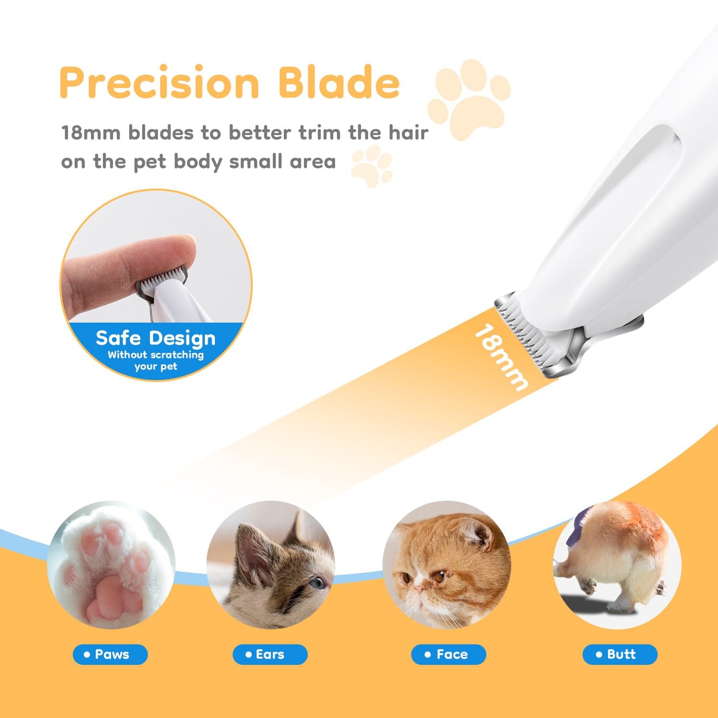 Dog Paw Trimmer, Electric Pet Grooming Trimmer for Hair Around Paws, Eyes, Ears, Face, and Buttocks