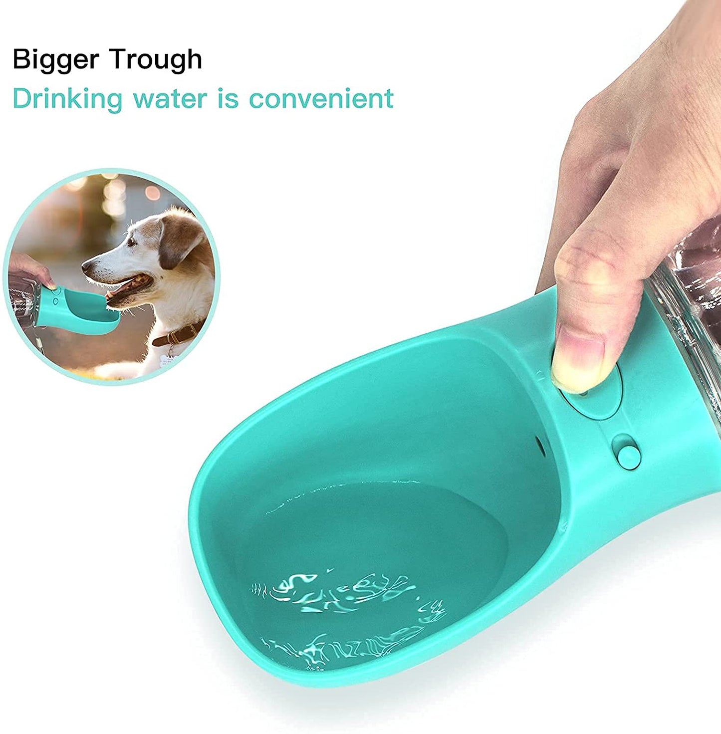 Dog Water Bottle, Leak Proof Portable Puppy Water Dispenser with Drinking Feeder for Pets Outdoor Walking, Travel, Food Grade Plastic (350ml)