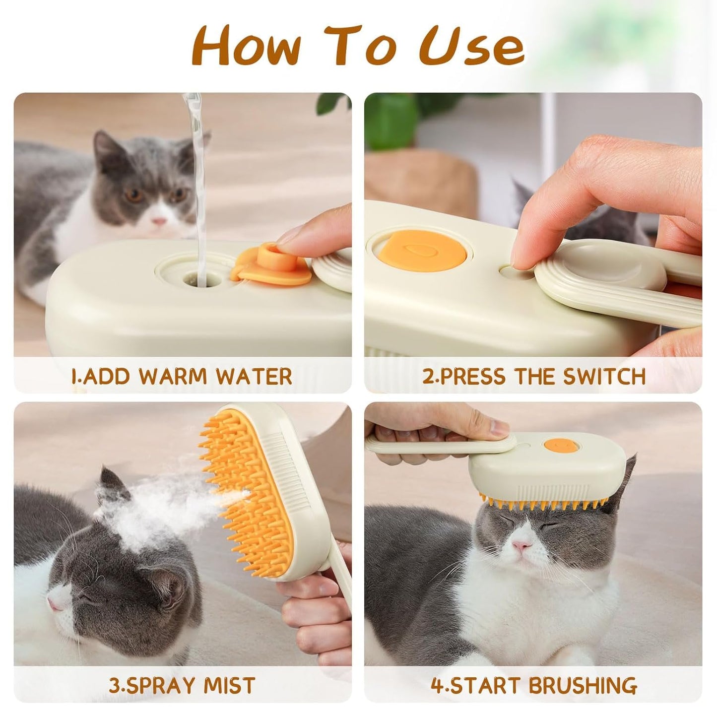 3-in-1 Steam Spray Brush for Dogs