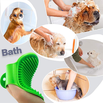 4‑in‑1 Pet Grooming Set – Self‑Cleaning Slicker Brush + Shampoo Dispenser Brush + Bath Scrubber + Nail Clippers