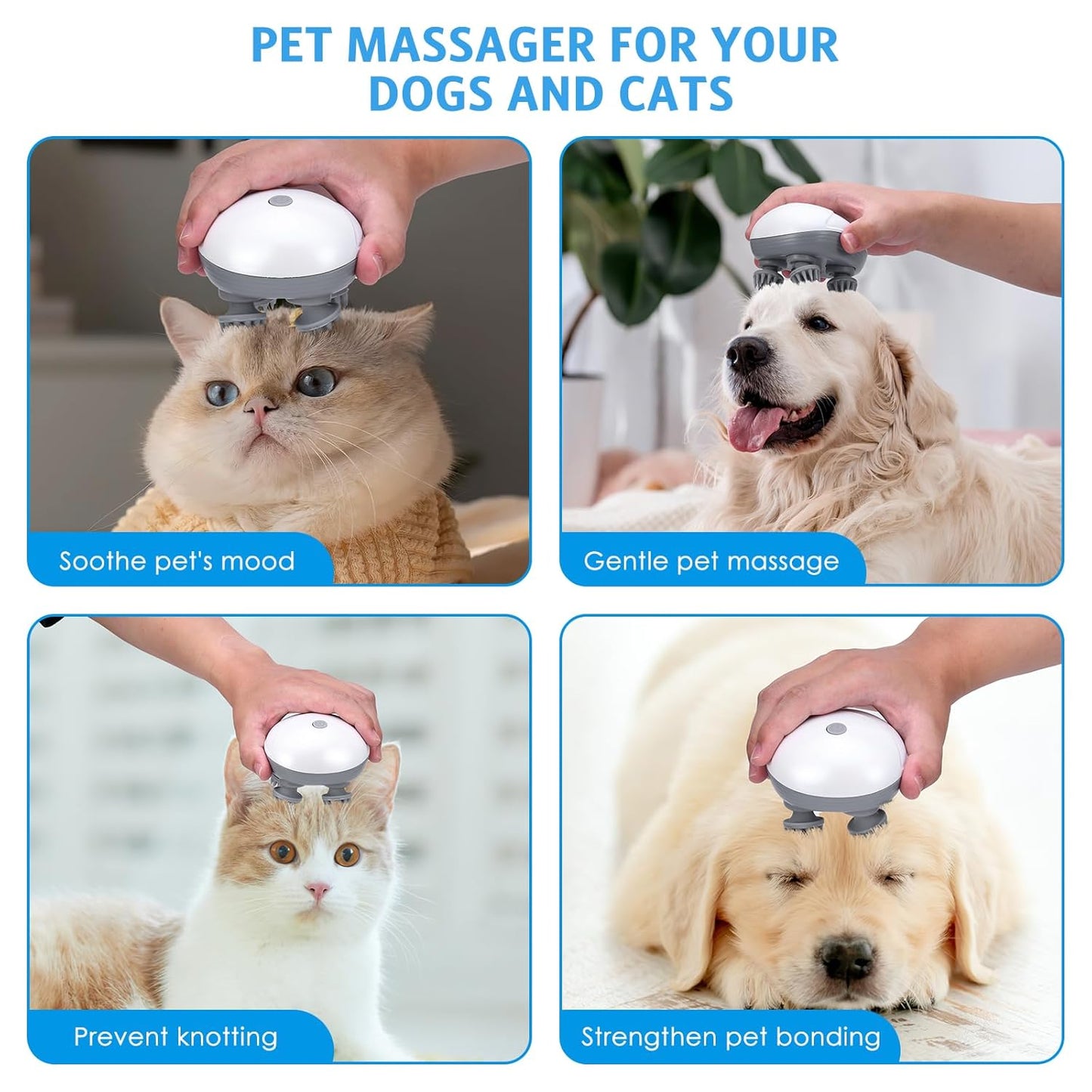 Pet Scalp Massager for Dogs & Cats | USB Rechargeable Relaxation & Grooming Brush
