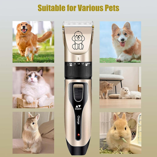 Professional Dog Cat Hair Trimmer - Machine For Heavy Duty, Quiet, Cordless, Rechargeable Dogs Cats Pet Grooming Trimmers Kit