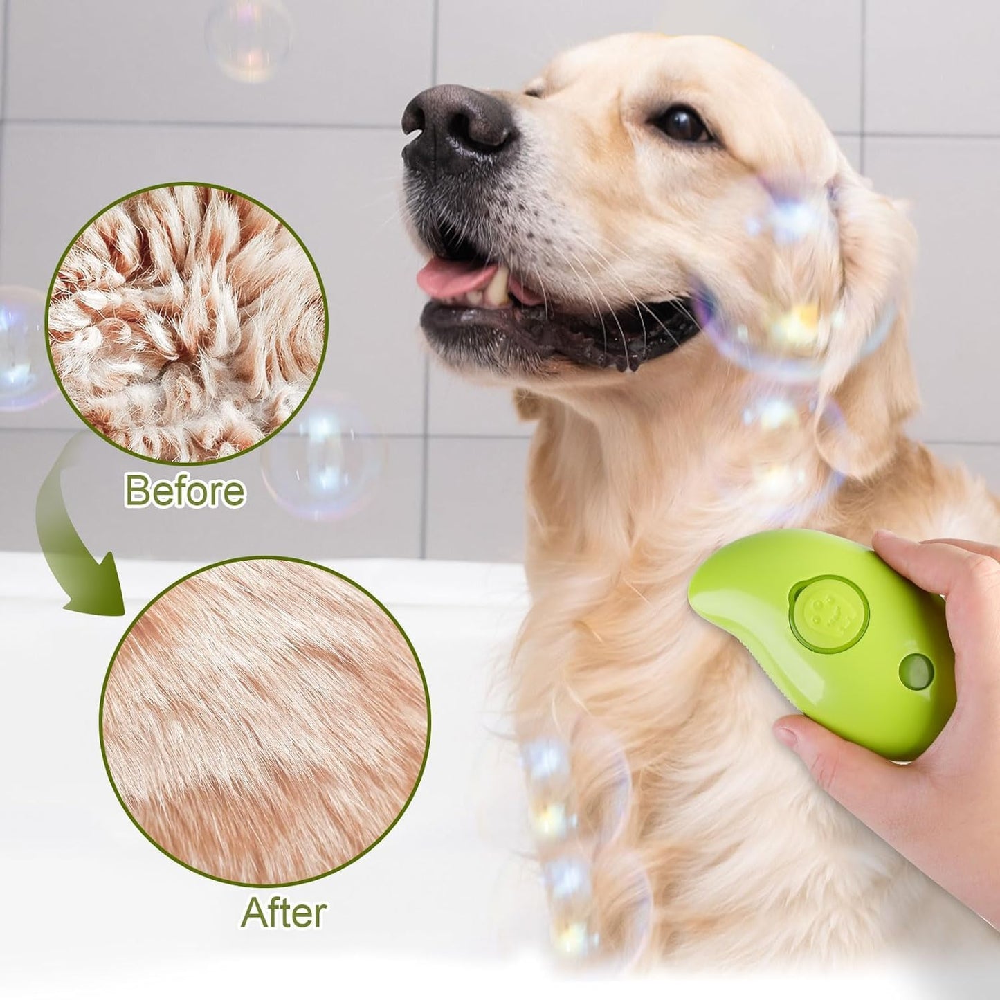 Steam Grooming Brush for Dogs & Cats | USB Rechargeable